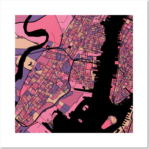 Jersey City Map Pattern in Purple & Pink Wall Art by PatternMaps